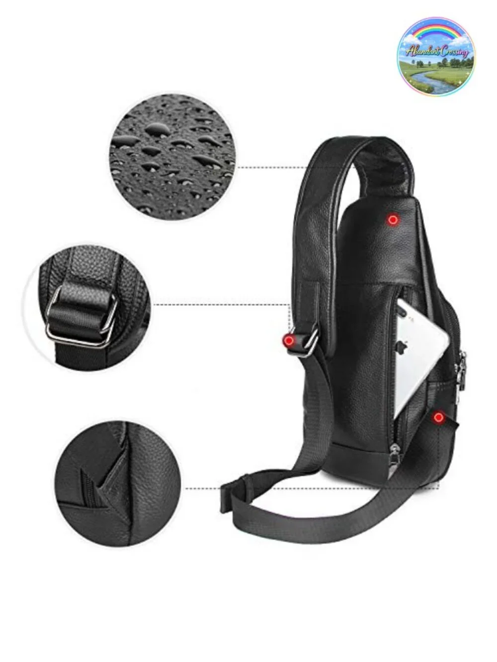 Genuine Leather Waterproof Casual Daypack Sling Crossbody Bag for Men